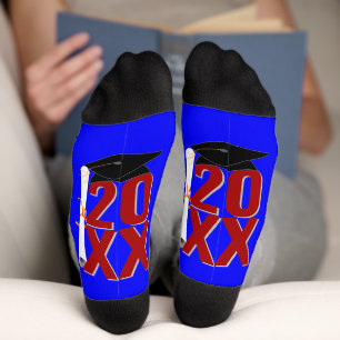 20XX Grad Cap and Diploma Graduation Socks
