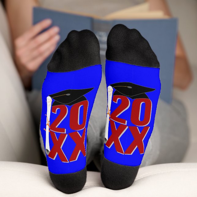 20XX Grad Cap and Diploma Graduation Socks (Bottom)