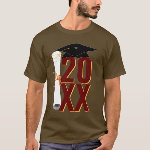20XX Grad Cap and Diploma Graduation T_Shirt