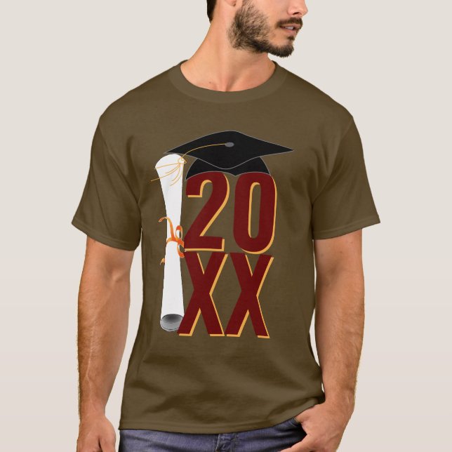 20XX Grad Cap and Diploma Graduation T-Shirt (Front)