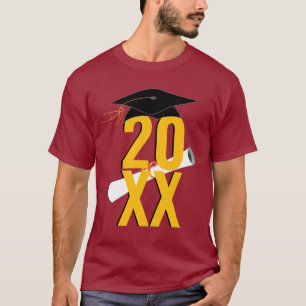 20XX Grad Cap and Diploma Graduation T-Shirt
