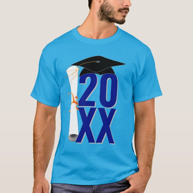 20XX Grad Cap and Diploma Graduation T-Shirt (Front)
