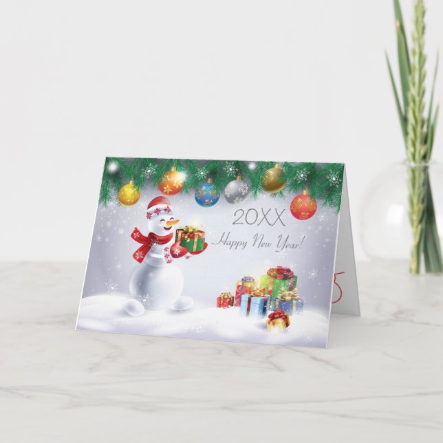 20XX Happy New Year! Winter Holiday Festive Card (Front)