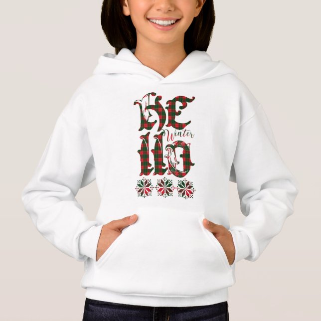 20XX Hello Winter Holiday Scotland Pattern Hoodie (Front)