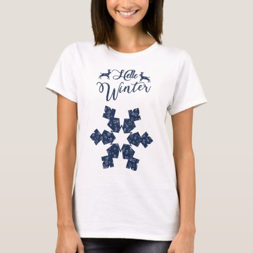 20XX Hello Winter Holiday Snowflake Pattern T_Shirt