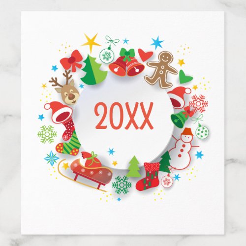 20XX Merry Christmas  Happy New Year XMAS Snow Envelope Liner