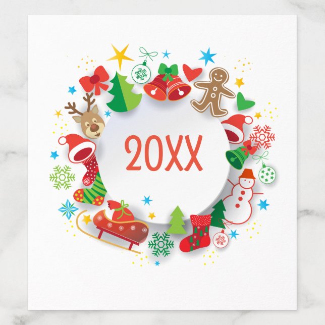 20XX Merry Christmas & Happy New Year! XMAS Snow Envelope Liner (Design)