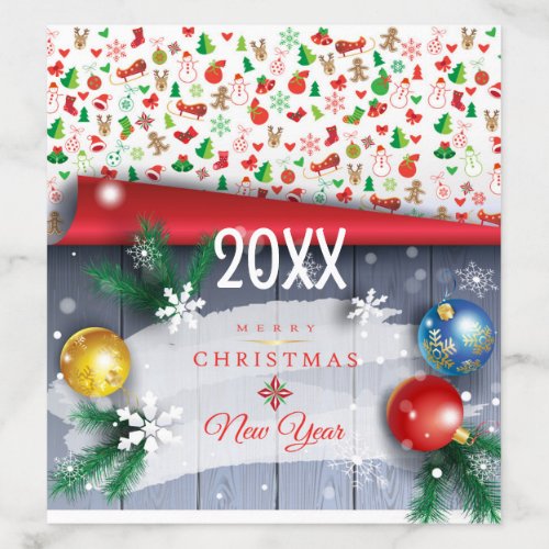 20XX Merry Christmas  Happy New Year XMAS Snow Envelope Liner