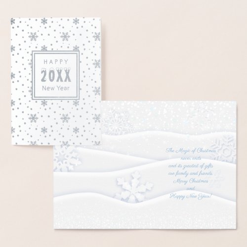 20XX Merry Christmas  Happy New Year XMAS Snow Foil Card