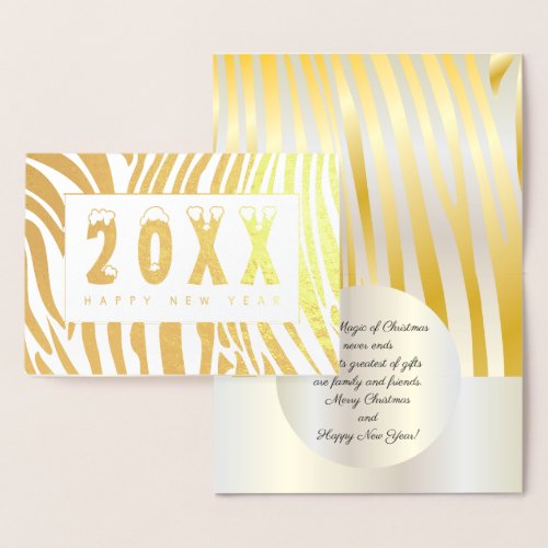 20XX Merry Christmas  Happy New Year XMAS Zebra Foil Card