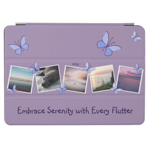 20XX Photo Collage Blue Butterfly Flutter iPad Air Cover