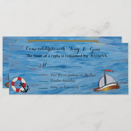 20XX Sail Boat Watercolor Wedding RSVP Cards