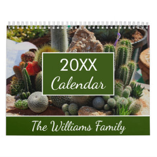 20XX Succulents Cactus Lovers Personalized Monthly Calendar