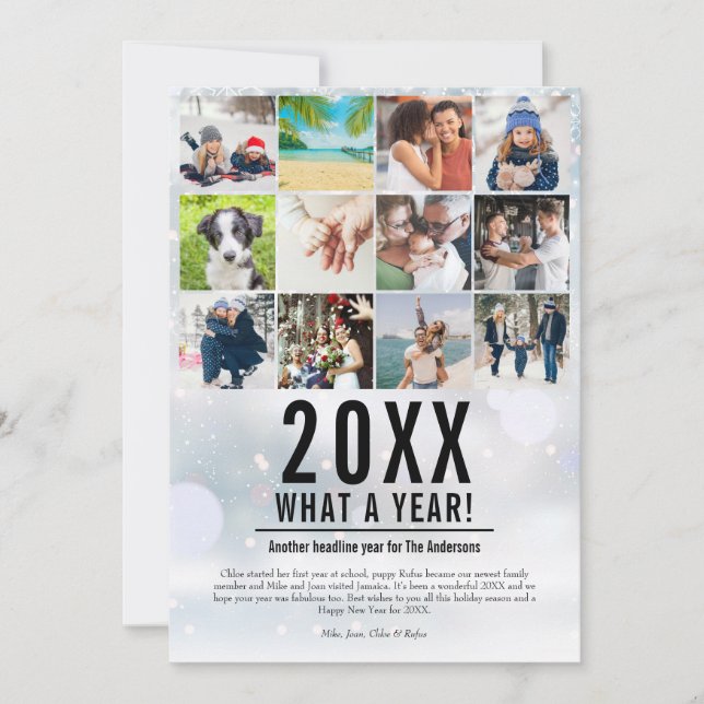 20XX What A Year Family Photo Collage Snow Holiday (Front)