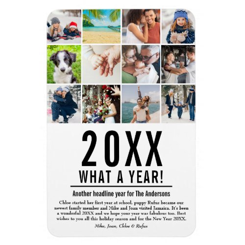 20XX What A Year In Review 12 Photo Holiday  Magnet