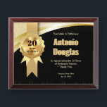 20Year Work Anniversary Employee Appreciation Gold Award Plaque<br><div class="desc">Celebrate a decade of dedication with the 20-Year Work Anniversary Employee Appreciation Gold Award Plaque! This stunning plaque features a luxurious gold finish, elegantly displayed within a classic wood frame. Perfect for honoring loyal employees, it can be personalized with the recipient's name, date, and a heartfelt message. Ideal for corporate...</div>