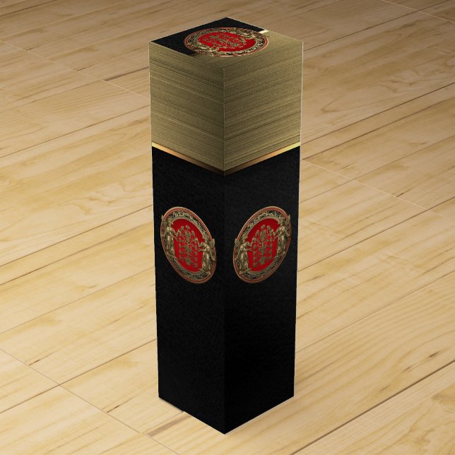 [210] Two Gold Ninurtas with Tree of Life Wine Box (Back)