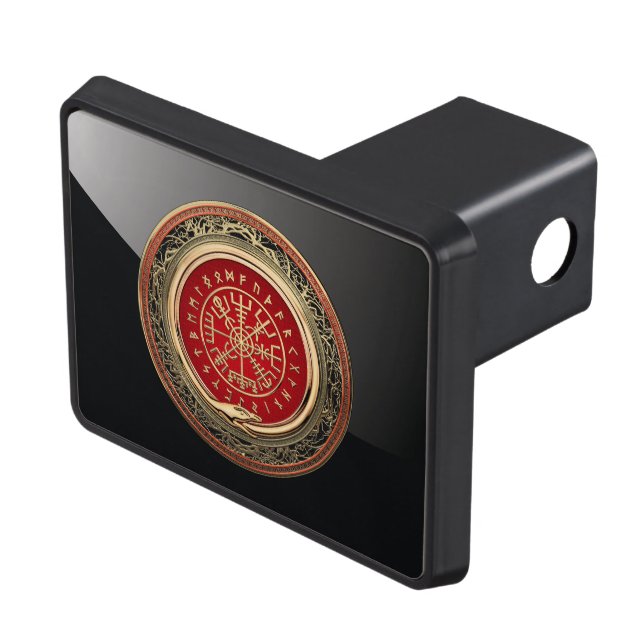 [210] Vegvisir - Viking Gold Magic Runic Compass Hitch Cover (Top Right)