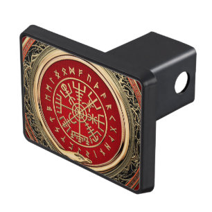 [210] Vegvisir - Viking Gold Magic Runic Compass Hitch Cover
