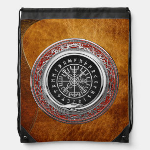 [210] Vegvisir - Viking Silver Magic Runic Compass Drawstring Bag