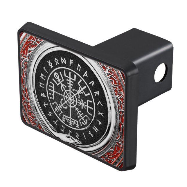 [210] Vegvisir - Viking Silver Magic Runic Compass Hitch Cover (Top Right)