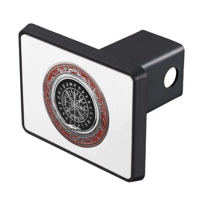 [210] Vegvisir - Viking Silver Magic Runic Compass Hitch Cover (Top Right)