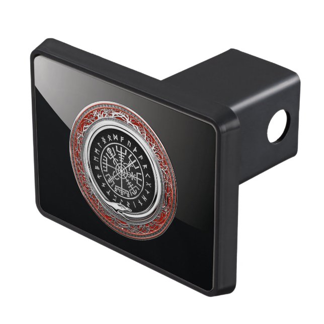 [210] Vegvisir - Viking Silver Magic Runic Compass Hitch Cover (Top Right)