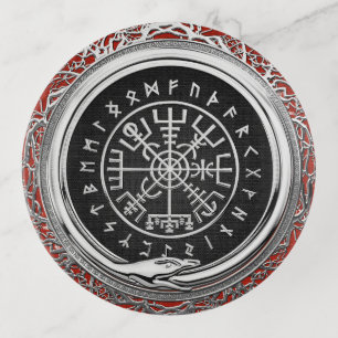 [210] Vegvisir - Viking Silver Magic Runic Compass Trinket Tray