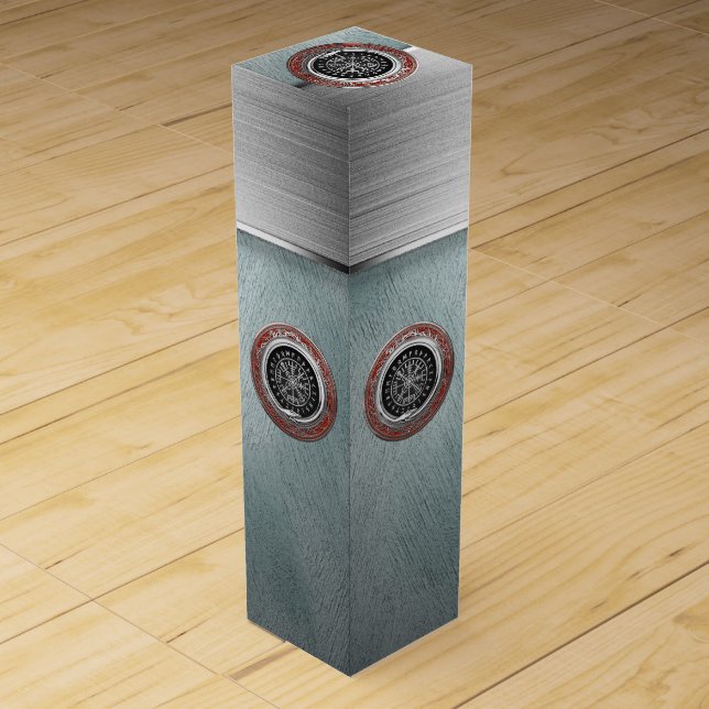 [210] Vegvisir - Viking Silver Magic Runic Compass Wine Box (Back)