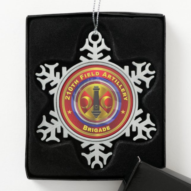 210th Field Artillery Brigade   Snowflake Pewter Christmas Ornament (Box)