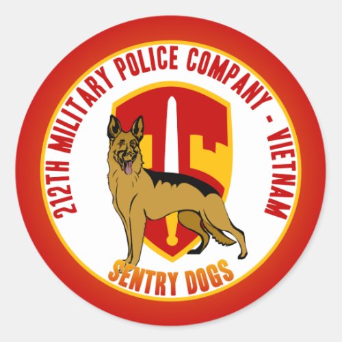 212th MP Co Vietnam _ Sentry Dogs Classic Round Sticker