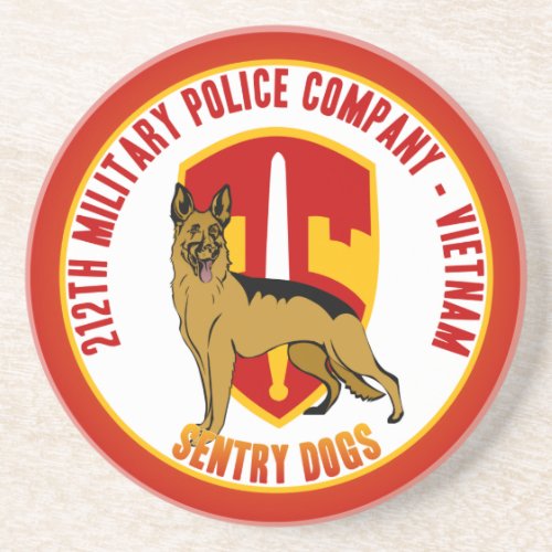 212th MP Co Vietnam _ Sentry Dogs Sandstone Coaster