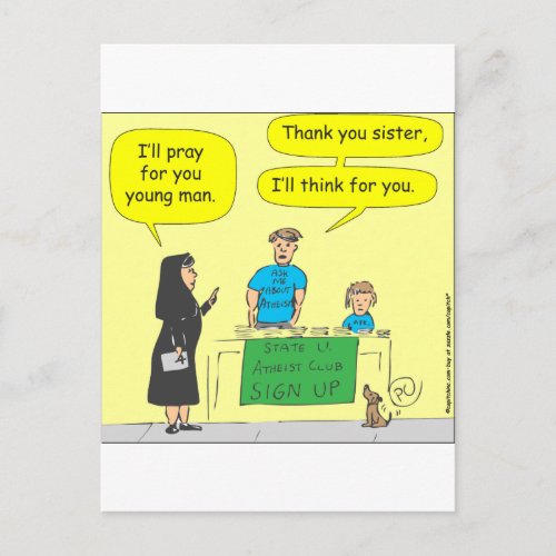 215 Atheist Ill think for you_color cartoon Postcard