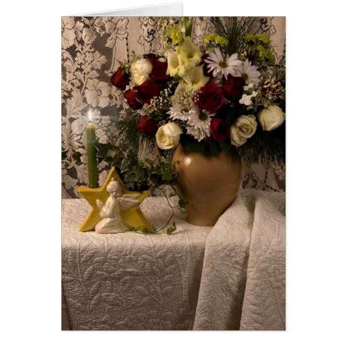2162 Angel Vase Floral Still Life Birthday Card