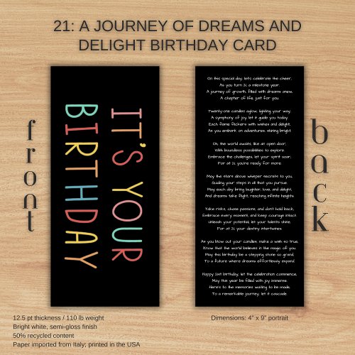 21 A Journey of Dreams and Delight Birthday Card