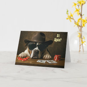 21 Again Happy Birthday Humorous Blackjack Hand Card