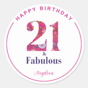 21 and Fabulous 21st Birthday Classic Round Sticker