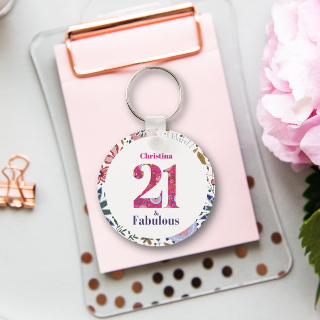 21 and Fabulous 21st Birthday Gift Keychain (Creator Uploaded)