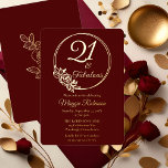 21 and Fabulous 21st Birthday Party Stamped Foil Invitation<br><div class="desc">Elegant typography design "21 and Fabulous" 21st birthday party design featuring a rose outline circular frame.  Back features a rose outline in gold tone (not gold foil).</div>