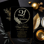 21 and Fabulous 21st Birthday Party Stamped Foil Invitation<br><div class="desc">Elegant typography design "21 and Fabulous" 21st birthday party design featuring a rose outline circular frame.  Back features a rose outline in gold tone (not gold foil).</div>