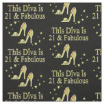 21 AND FABULOUS GOLD SHOE QUEEN DESIGN FABRIC