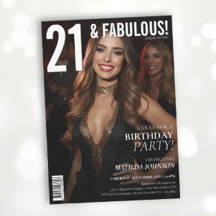21 and Fabulous Magazine Cover 21st Birthday Invitation