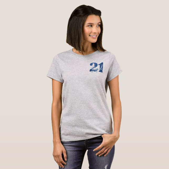 21 and Legal | Blue Faux Glitter 21st Birthday T-Shirt (Front Full)