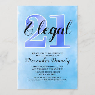 21 and Legal Blue Invitation