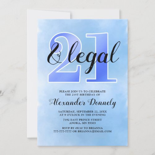 21 and Legal Blue Invitation