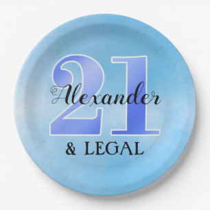 21 and legal blue paper plate