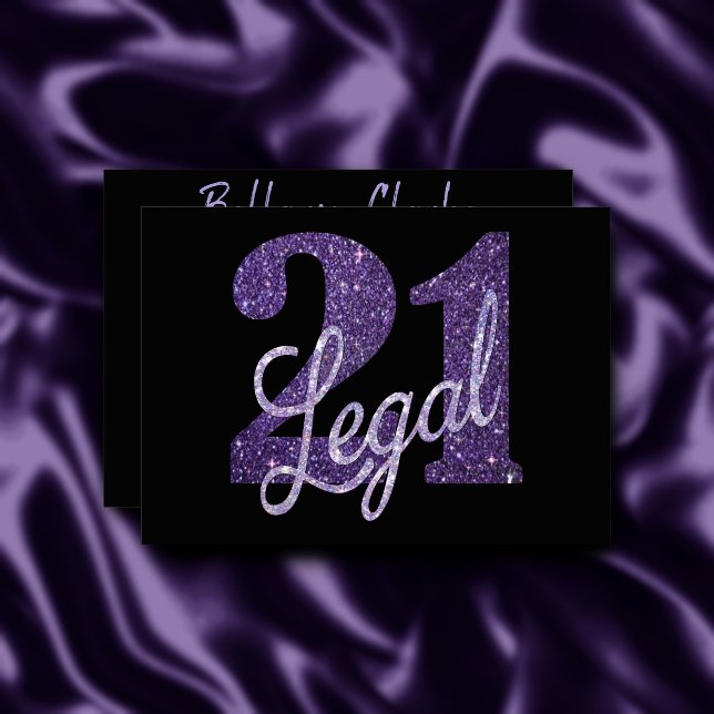 21 and Legal | Faux Purple Glitter 21st Birthday Invitation