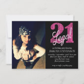 21 and Legal | Fun Pink Faux Glitter 21st Birthday Invitation (Front)