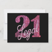 21 and Legal | Fun Pink Faux Glitter 21st Birthday Invitation (Front)
