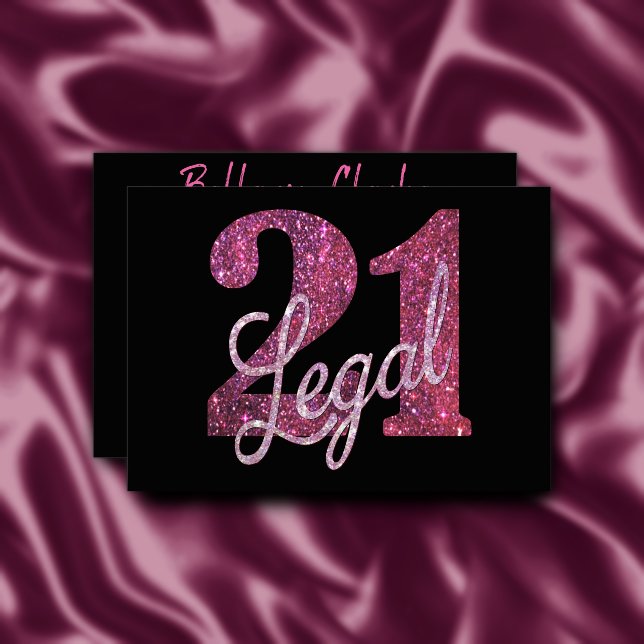 21 and Legal | Fun Pink Faux Glitter 21st Birthday Invitation
